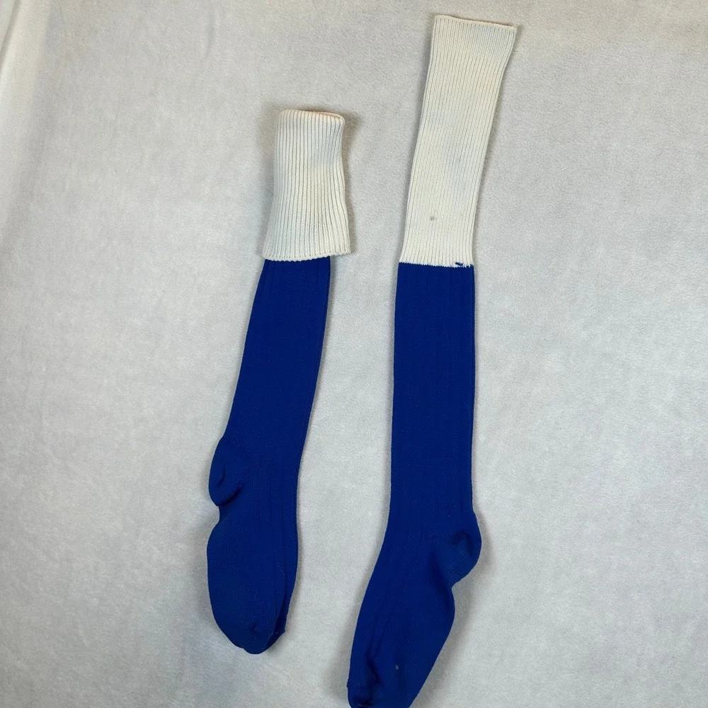 Vintage Cheerleader Uniform Set Blue White WHS Skirt Top Socks 70s Halloween